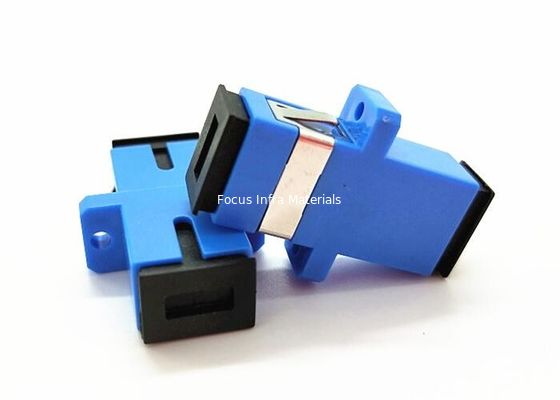 SC UPC Single Mode Fiber Adapter With Flanges And Metal Clips