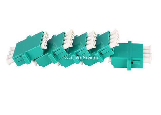LC UPC OM3 Quad Fiber Optic Adapters Connectors With Flange