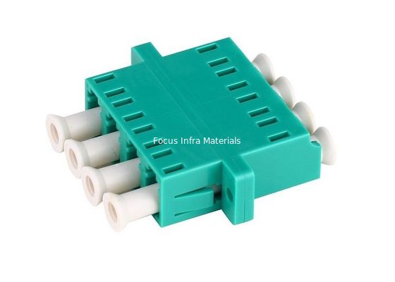 LC UPC OM3 Quad Fiber Optic Adapters Connectors With Flange