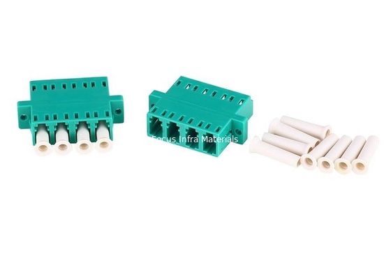 LC UPC OM3 Quad Fiber Optic Adapters Connectors With Flange