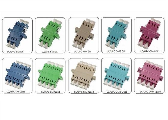 LC UPC OM3 Quad Fiber Optic Adapters Connectors With Flange